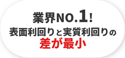 業界NO.1！表面利回りと実質利回りの差が最小